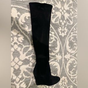 VIA SPIGA Brodie over-the-knee suede wedge boots